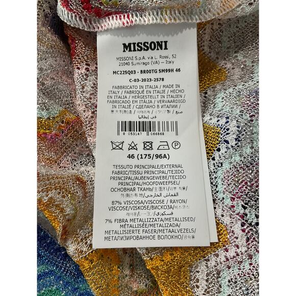 Missoni 'Mare' White Crochet-Knit Striped Metallic Mini Dress Size 10 - Picture 4 of 5